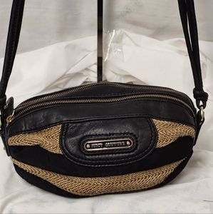 RARE Vintage Y2K Juicy Couture Black PU and Straw barrel bag